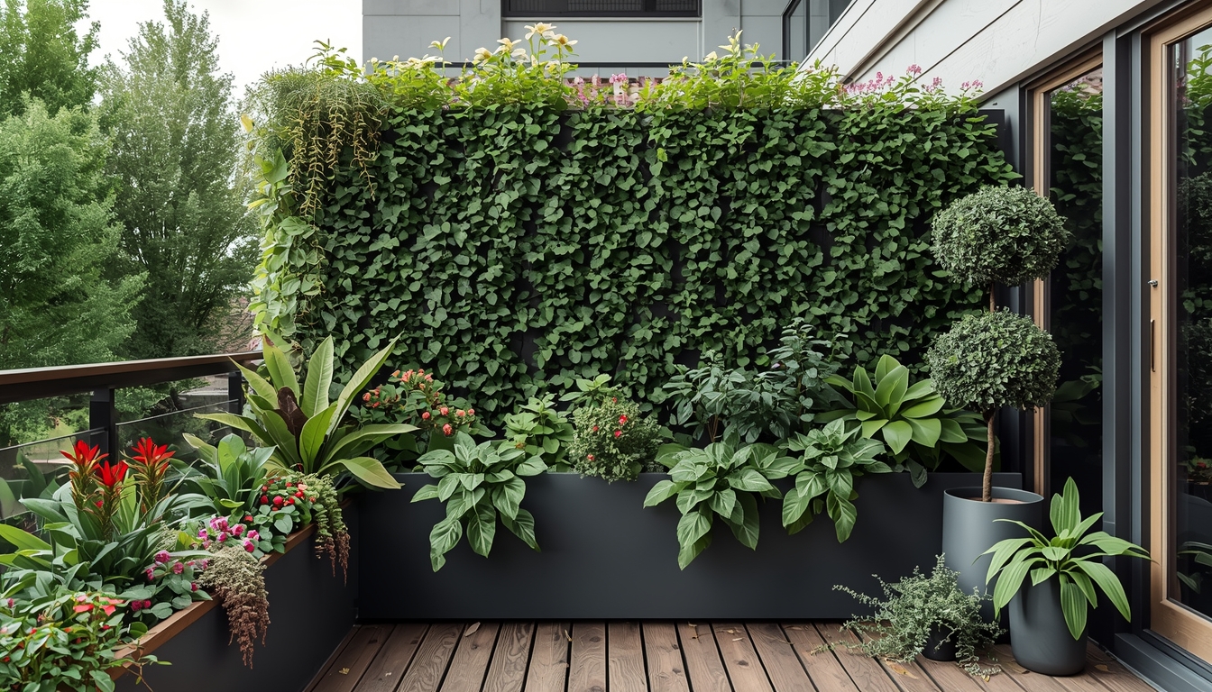 Desain taman balkon modern dengan tanaman hias